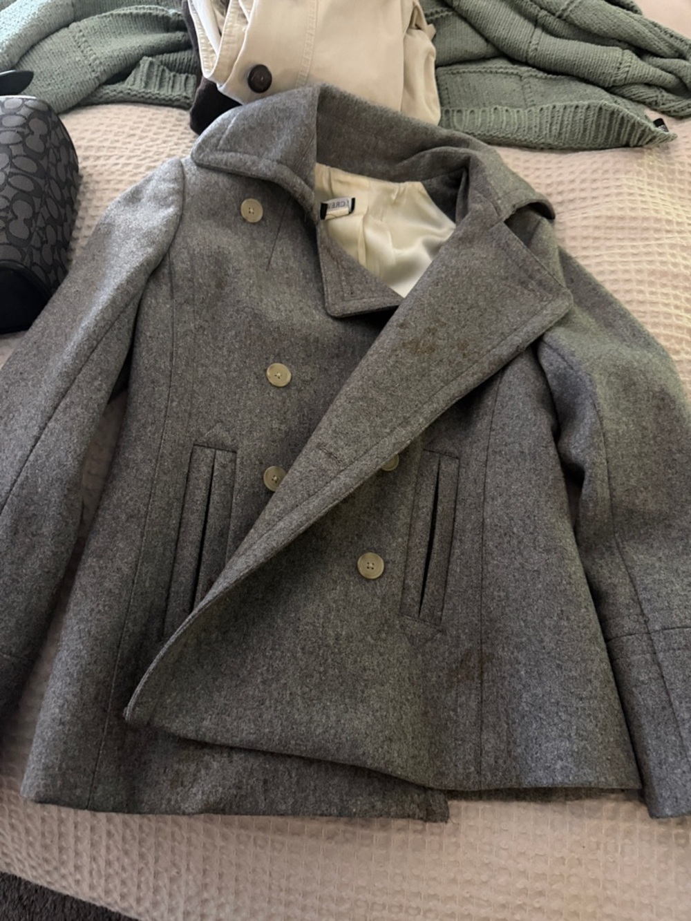 J. Crew Gray Double-Breasted Wool Peacoat